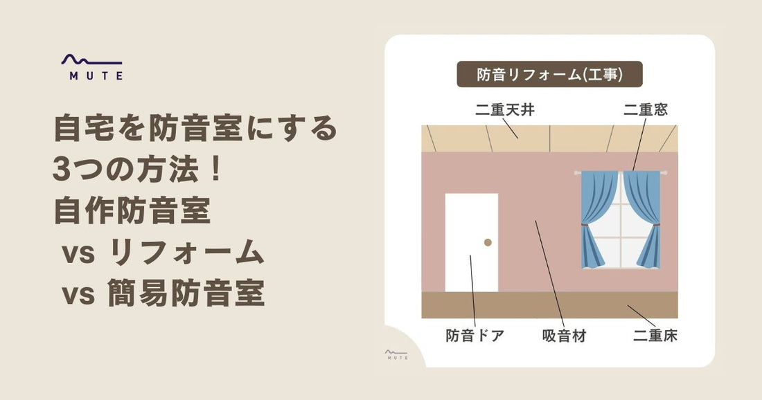 自宅を防音室にする3つの方法！自作防音室 vs リフォーム vs 簡易防音室